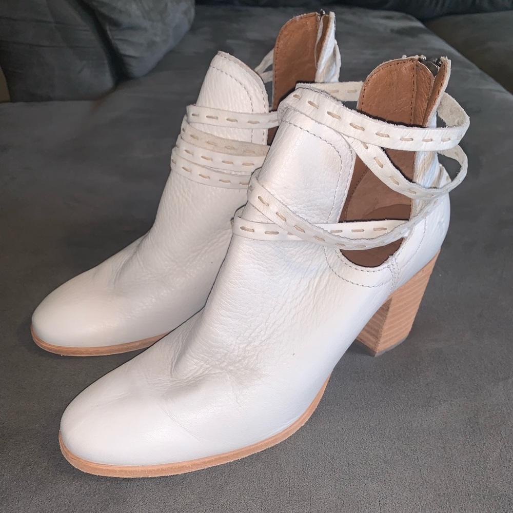 Frye White Boots - Naomi Pickstitch Ankle Booties